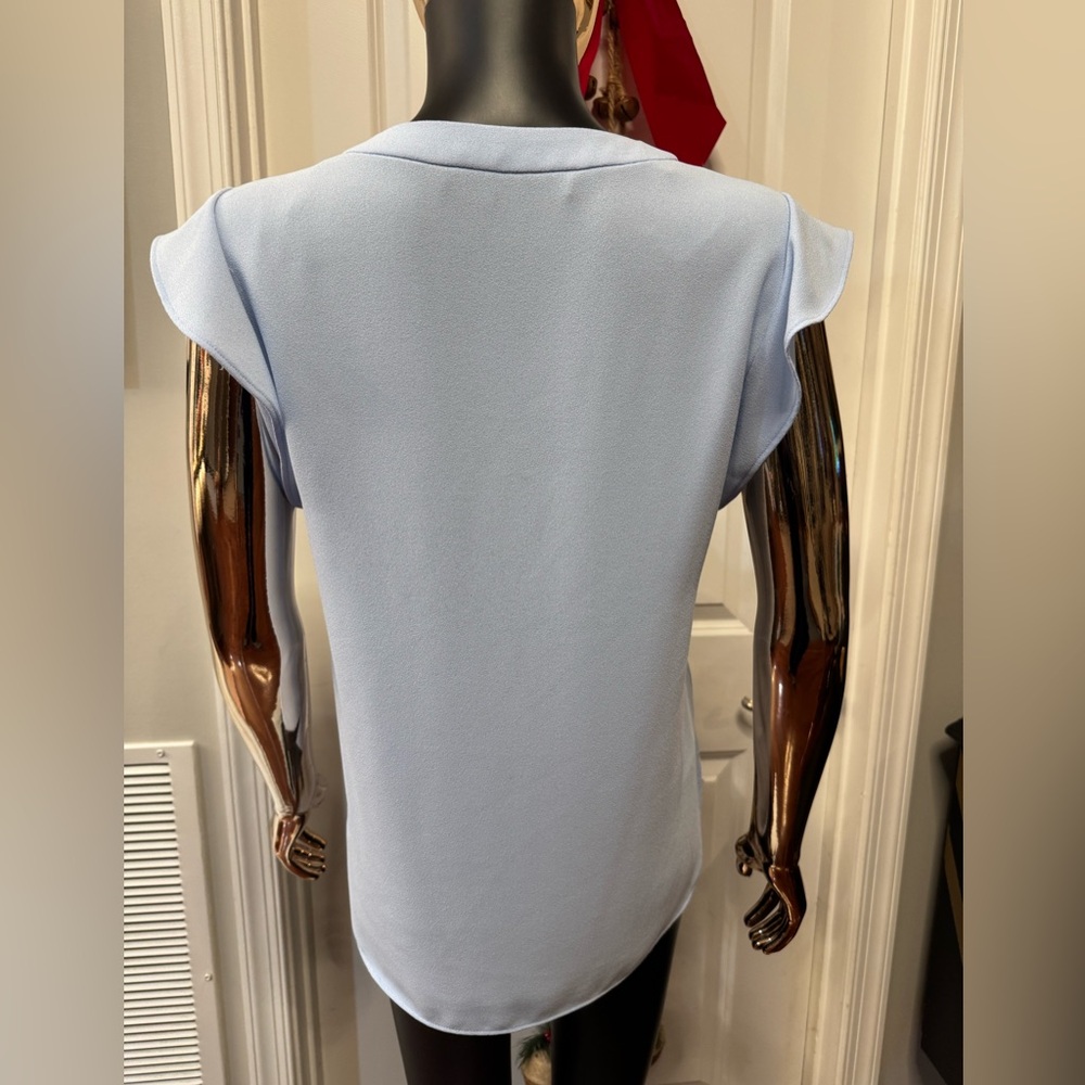 Zara Light Blue V-Neck Flutter Sleeve Blouse S - Picture 5 of 5